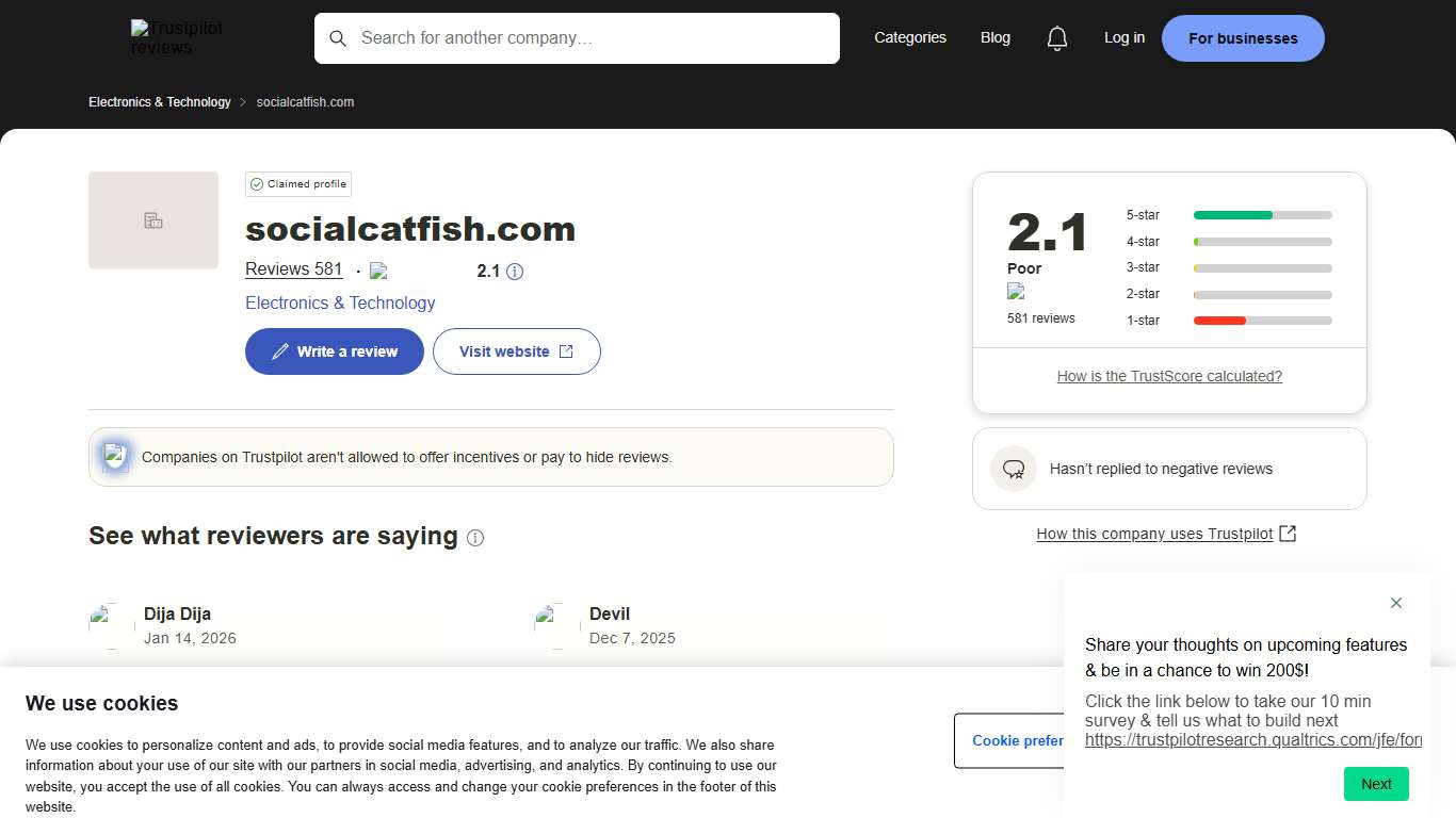 socialcatfish.com Reviews Read Customer Service Reviews of socialcatfish.com 2 of 29
